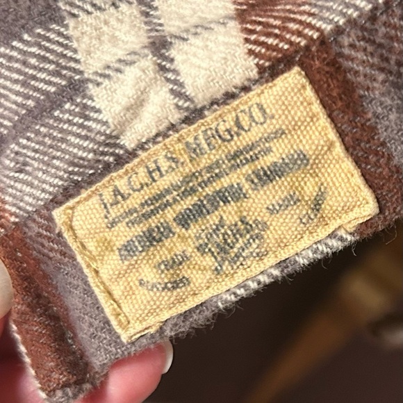 Large Tall JACHS flannel shirt, brown, grey, and cream, button down, warm, cozy - Picture 3 of 7